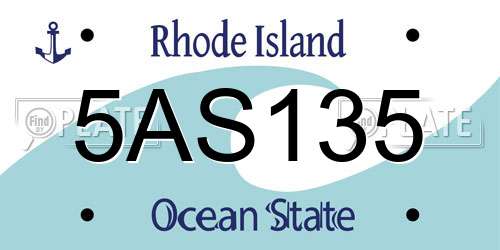 5AS135 Rhode Island License Plate