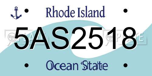 5AS2518 Rhode Island License Plate