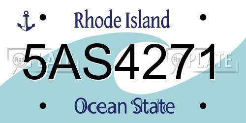 5AS4271 Rhode Island License Plate