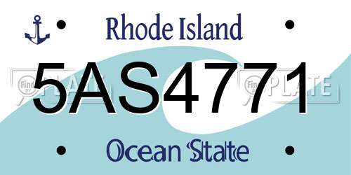5AS4771 Rhode Island License Plate