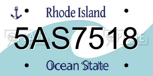 5AS7518 Rhode Island License Plate