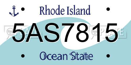 5AS7815 Rhode Island License Plate