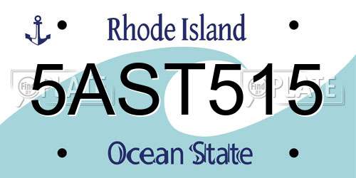 5AST515 Rhode Island License Plate