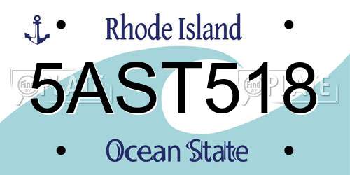 5AST518 Rhode Island License Plate