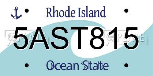 5AST815 Rhode Island License Plate