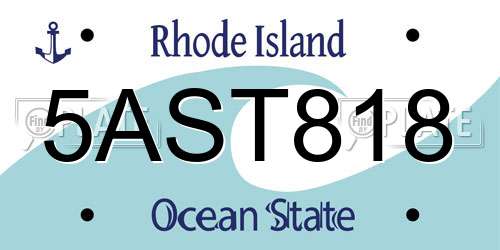 5AST818 Rhode Island License Plate