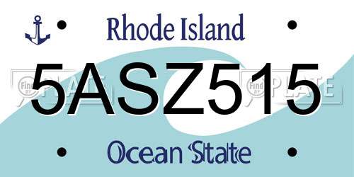 5ASZ515 Rhode Island License Plate