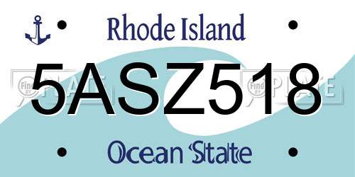 5ASZ518 Rhode Island License Plate
