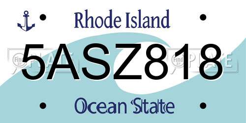 5ASZ818 Rhode Island License Plate