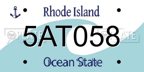 5AT058 Rhode Island License Plate