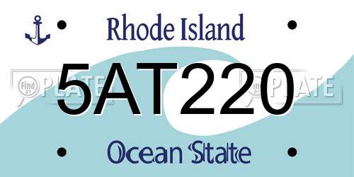 5AT220 Rhode Island License Plate