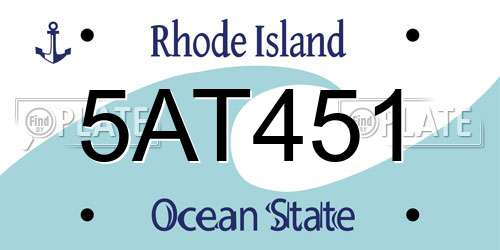 5AT451 Rhode Island License Plate
