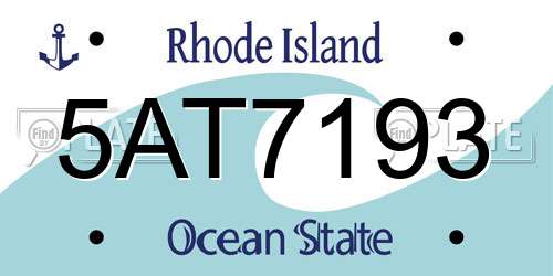 5AT7193 Rhode Island License Plate
