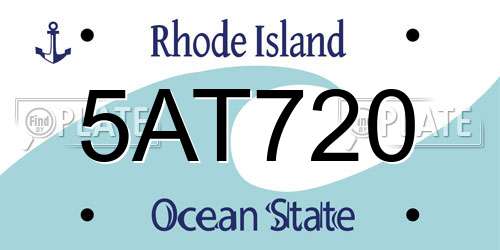 5AT720 Rhode Island License Plate