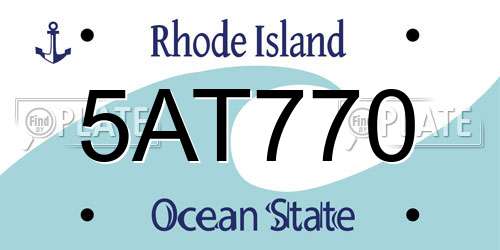 5AT770 Rhode Island License Plate