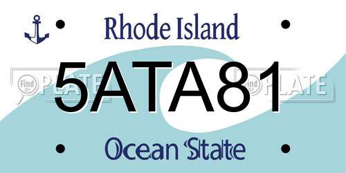 5ATA81 Rhode Island License Plate