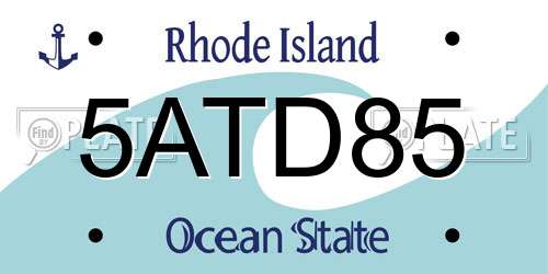 5ATD85 Rhode Island License Plate