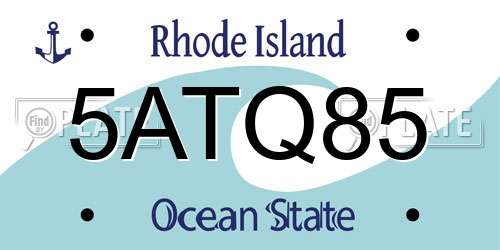 5ATQ85 Rhode Island License Plate