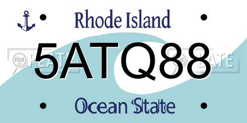 5ATQ88 Rhode Island License Plate