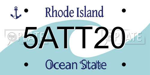 5ATT20 Rhode Island License Plate
