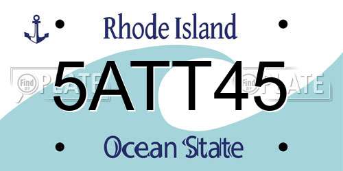 5ATT45 Rhode Island License Plate