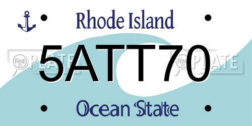 5ATT70 Rhode Island License Plate