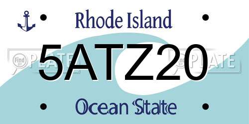 5ATZ20 Rhode Island License Plate