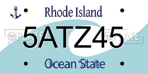 5ATZ45 Rhode Island License Plate