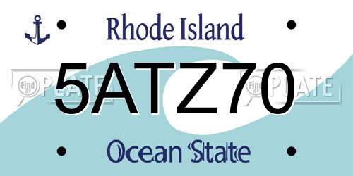 5ATZ70 Rhode Island License Plate