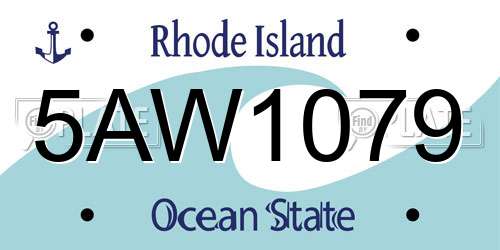 5AW1079 Rhode Island License Plate