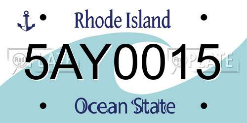 5AY0015 Rhode Island License Plate