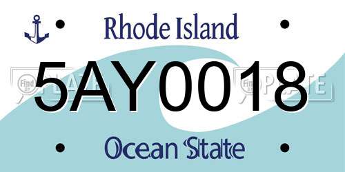 5AY0018 Rhode Island License Plate