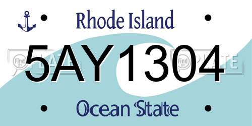 5AY1304 Rhode Island License Plate