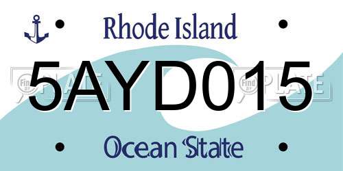 5AYD015 Rhode Island License Plate