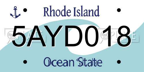 5AYD018 Rhode Island License Plate