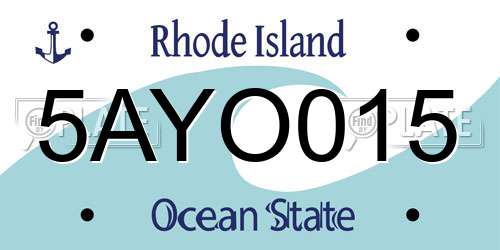5AYO015 Rhode Island License Plate