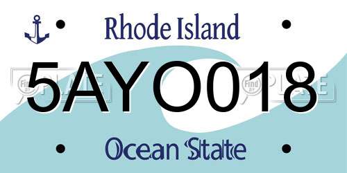 5AYO018 Rhode Island License Plate