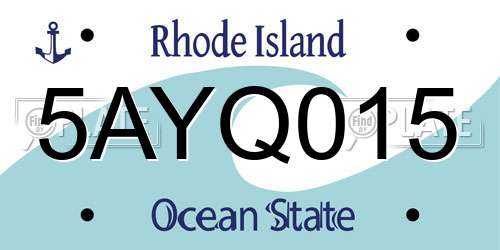 5AYQ015 Rhode Island License Plate