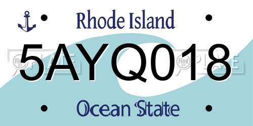 5AYQ018 Rhode Island License Plate