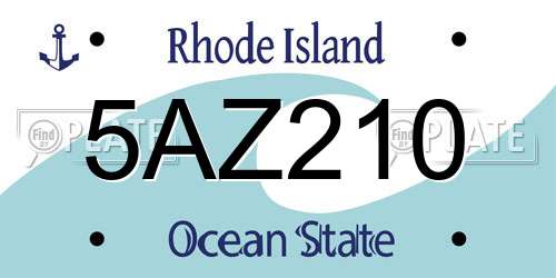 5AZ210 Rhode Island License Plate