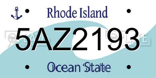 5AZ2193 Rhode Island License Plate