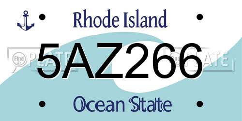 5AZ266 Rhode Island License Plate