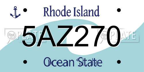 5AZ270 Rhode Island License Plate