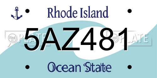5AZ481 Rhode Island License Plate