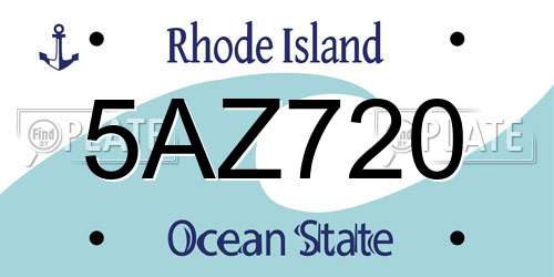 5AZ720 Rhode Island License Plate