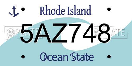 5AZ748 Rhode Island License Plate