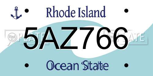 5AZ766 Rhode Island License Plate