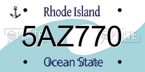 5AZ770 Rhode Island License Plate