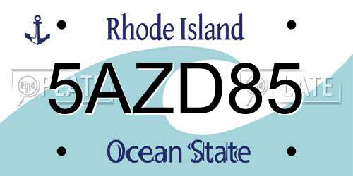 5AZD85 Rhode Island License Plate