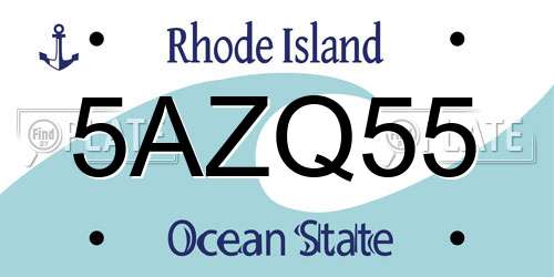 5AZQ55 Rhode Island License Plate